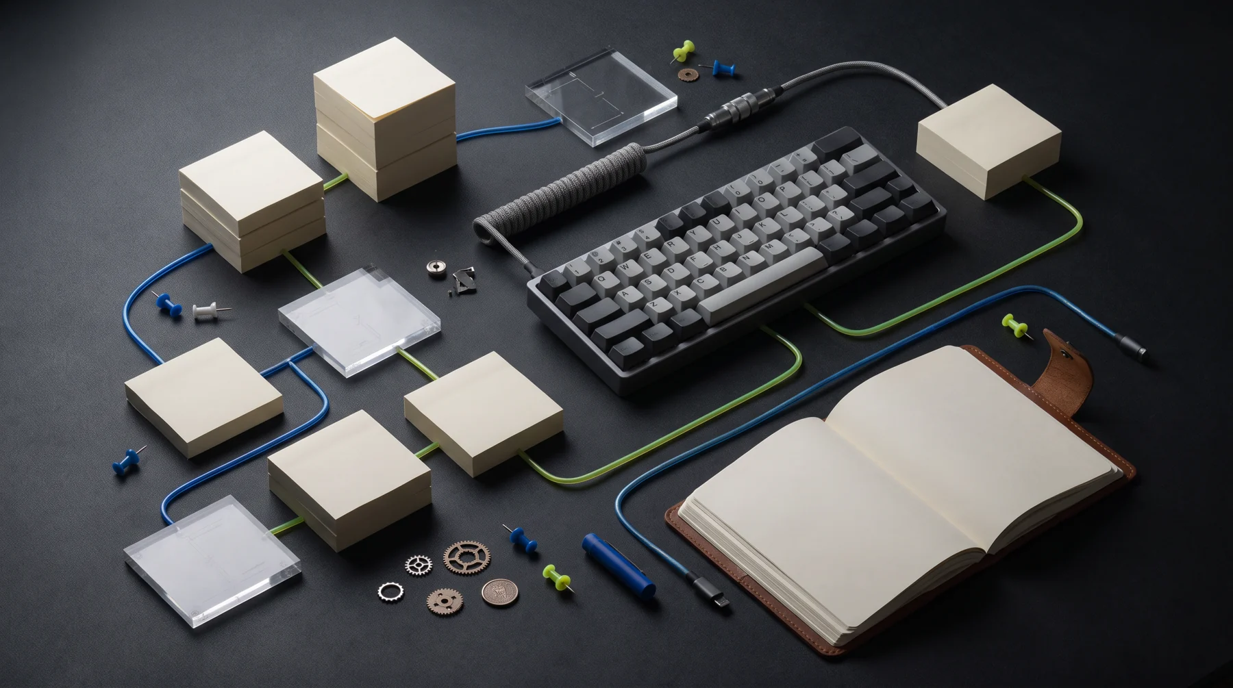 Objects arranged as a systems map